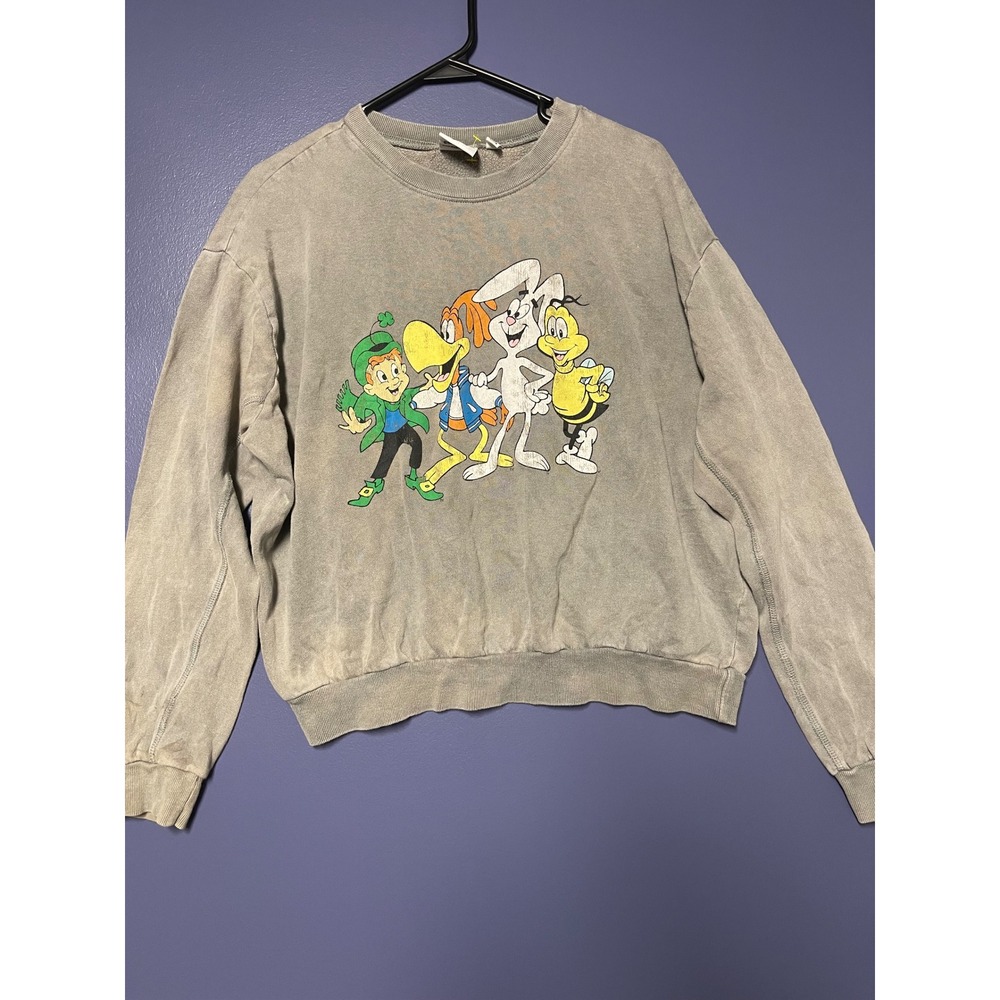 General Mills Cereal Mascots Sweatshirt Mens Small Grey Vintage Graphic Pullover